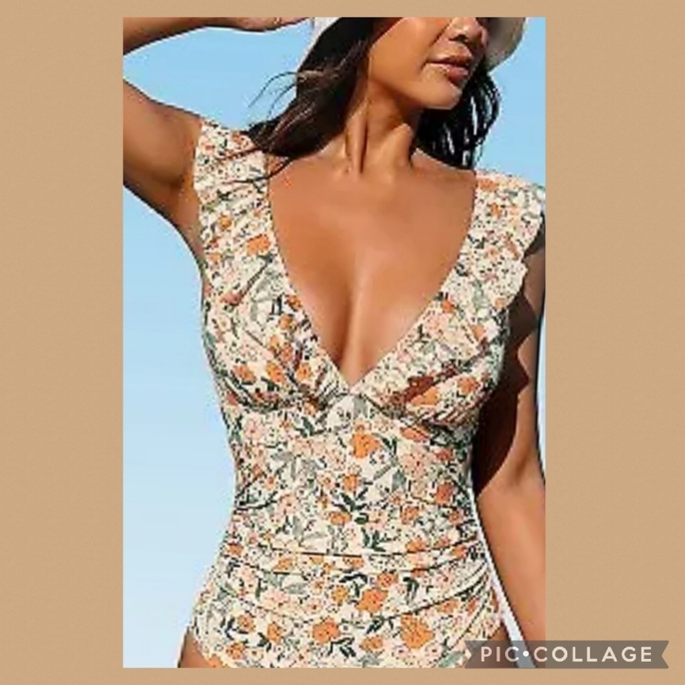 Floral one piece swimsuit. 8
